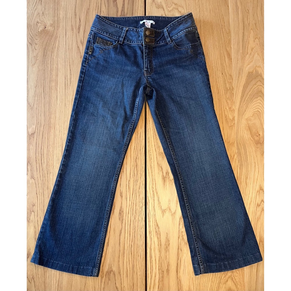 Cabi Zoe Baby Bootcut Flare Jeans Size 10 Dark Wash Y2K Contemporary Fit Denim